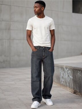 RB Black by Royal Blue Men's 32x32 Dark Wash Baggy Straight Jeans Y2K
